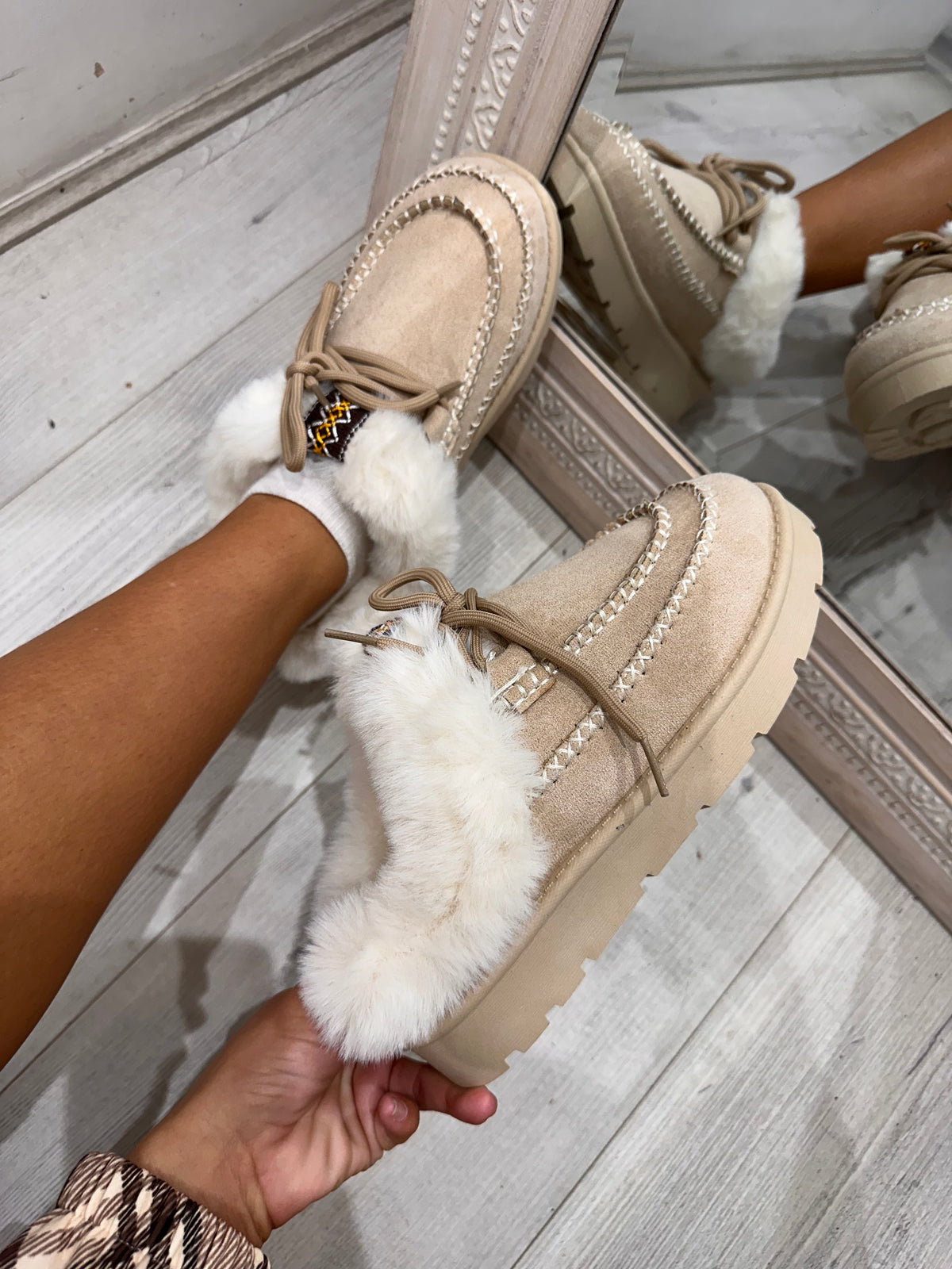 ELLON Cosy Fur Lined Slip on Shoes