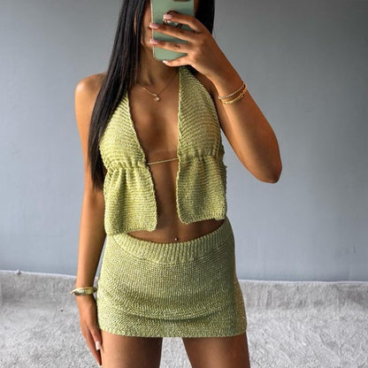 Aurora Stylish Glitter Two-Piece Outfit