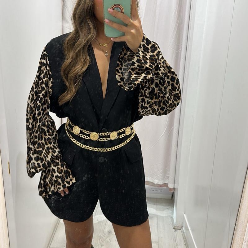 Leopard Sleeve Blazer Dress Womenswear