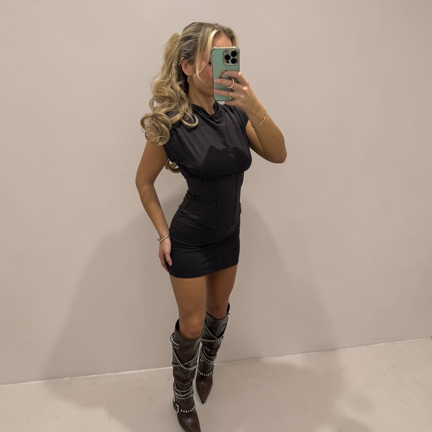 MUSE Padded Sleeveless Mini Dress With Tie Back corset