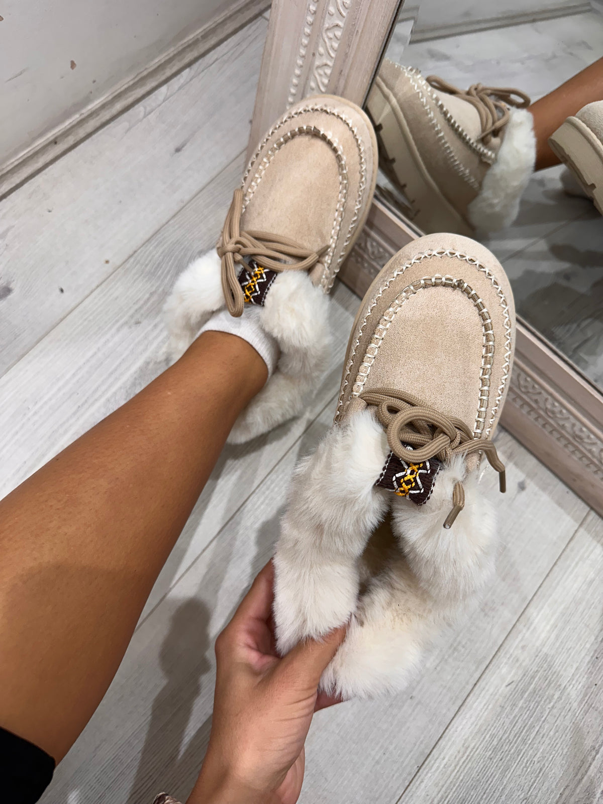 ELLON Cosy Fur Lined Slip on Shoes