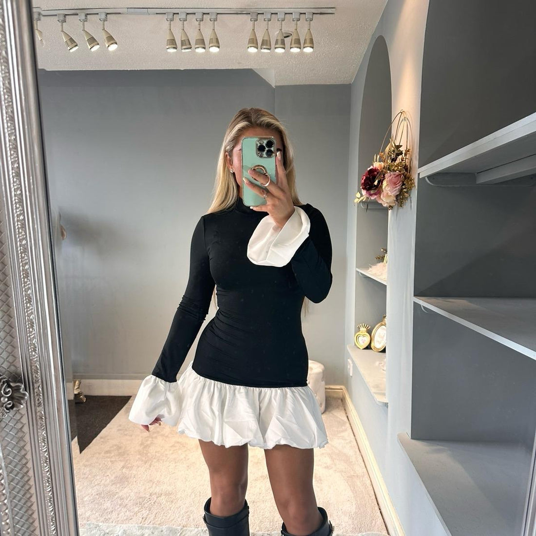 GWP Turtle Neck Long Sleeve Puff Dress