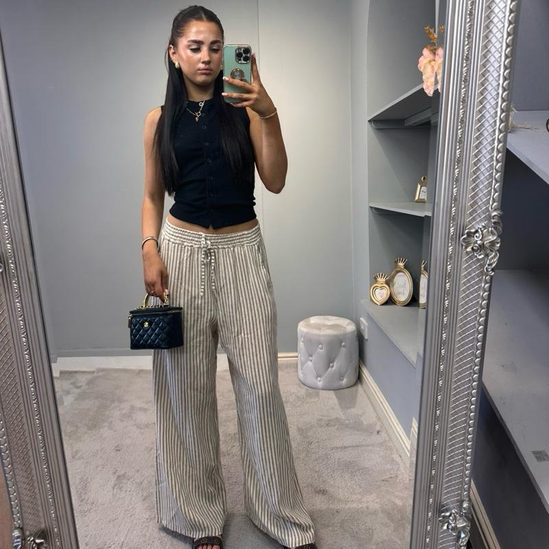 Pantalon large rayé Jessie pour femme