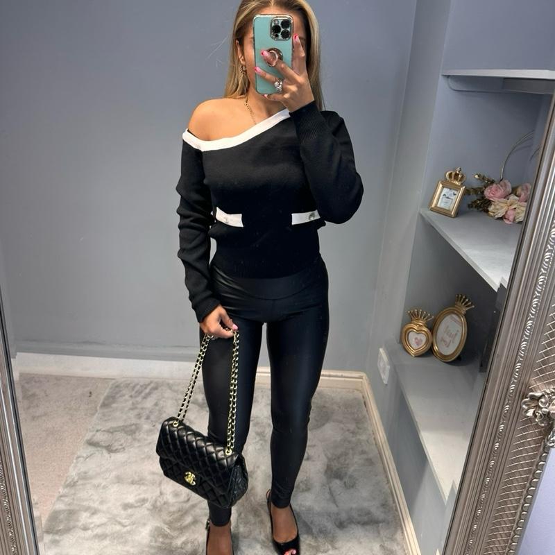 Chantelle Pearl Button Knitted Top Knitwear