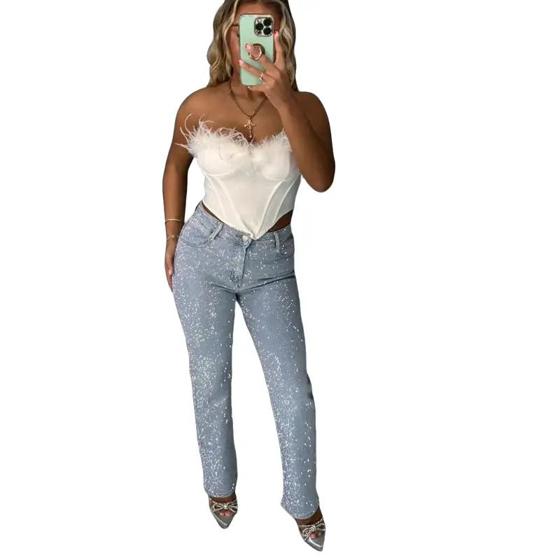 Reilly Sparkly Diamante Denim Pants Jeans