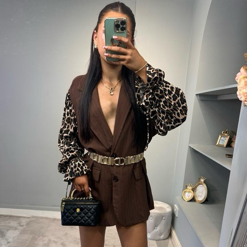 Leopard Sleeve Blazer Dress Womenswear