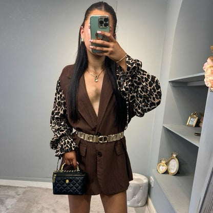 Leopard Sleeve Blazer Dress Womenswear