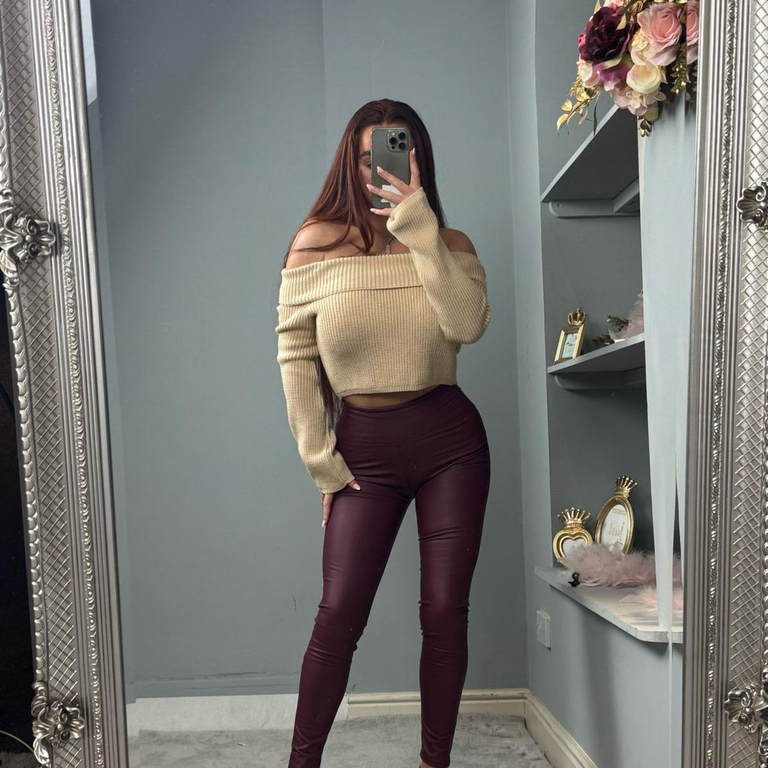 Women’s High Waisted Stretch Faux Leather Leggings