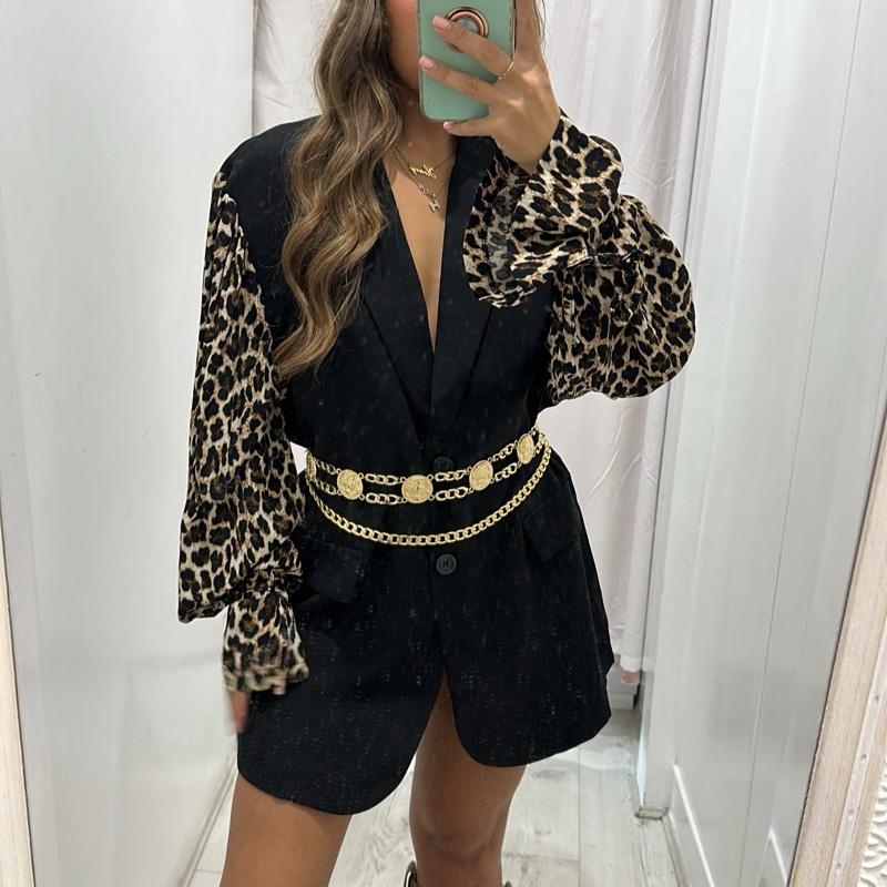 Leopard Sleeve Blazer Dress Womenswear