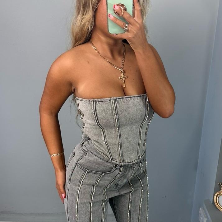 Paloma Diamante Denim Corset for Women