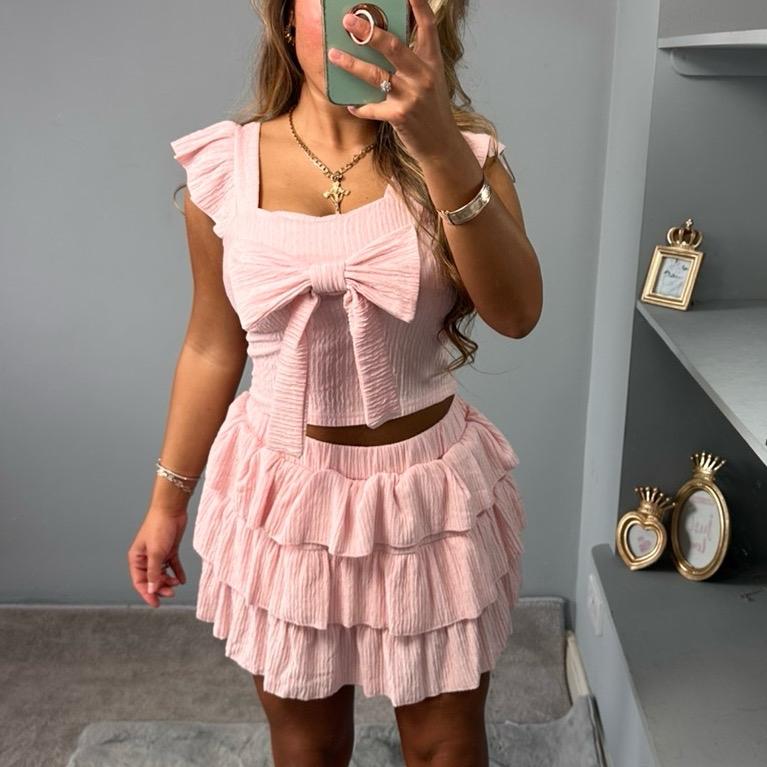 Kelsey Women’s Ruffled Skirt Outfit Top Set