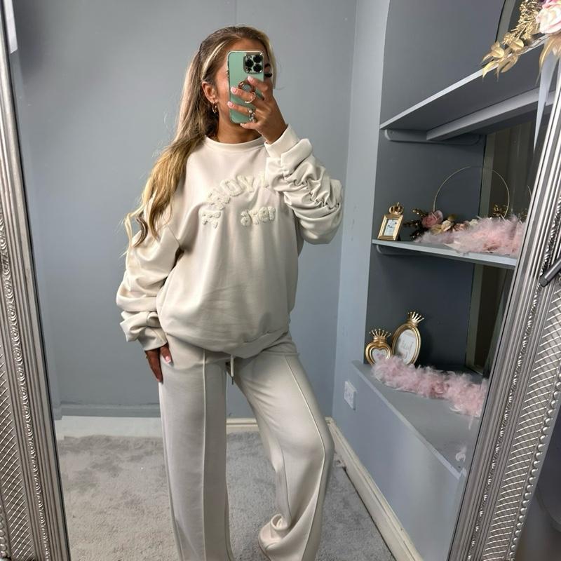 Embroidered Long Sleeve Tracksuit Set