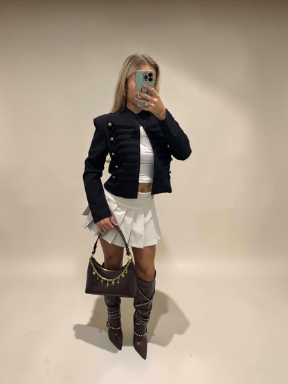 MICHELLE Puff Shoulder Military Style Jacket