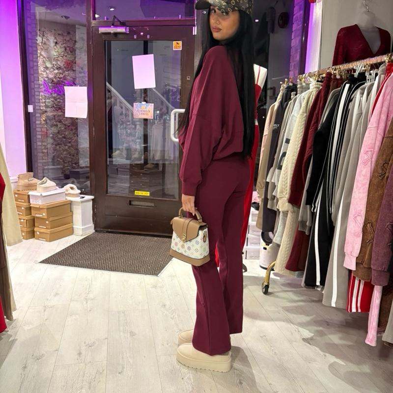 Ensemble blouson bomber zippé et pantalon évasé EVIE