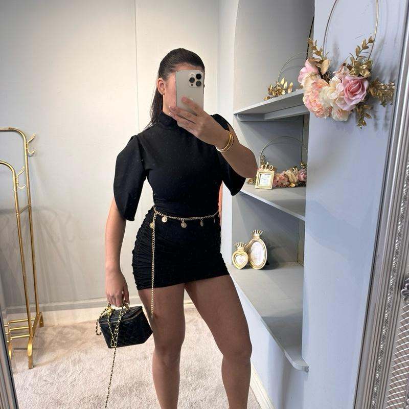 IRIS Dress - Bodycon Dress with Padded Shoulder