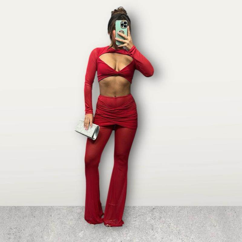 SULLY Sheer &amp; Slinky Flared Trouser Set