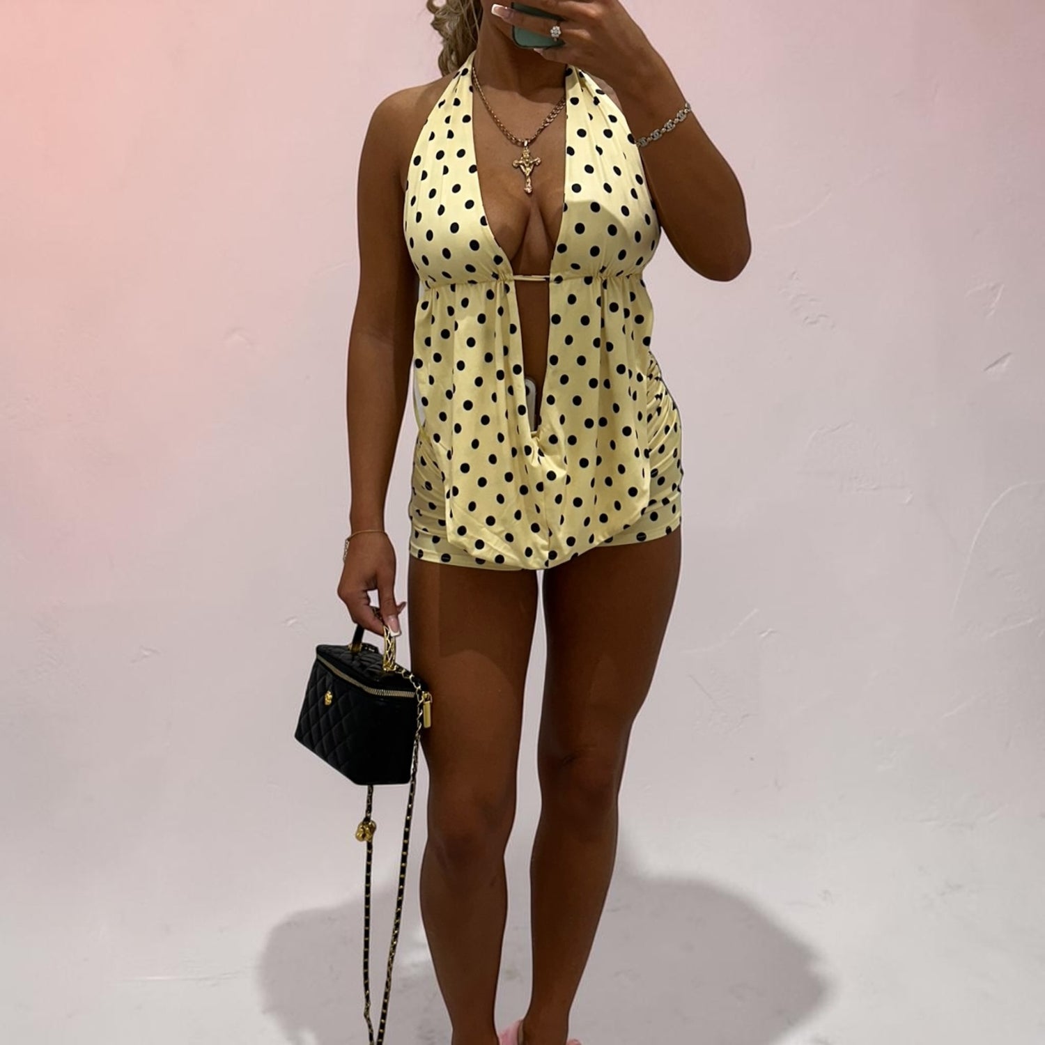 MYLA Two Piece Polka Dot Short and Halter Neck Top Coord