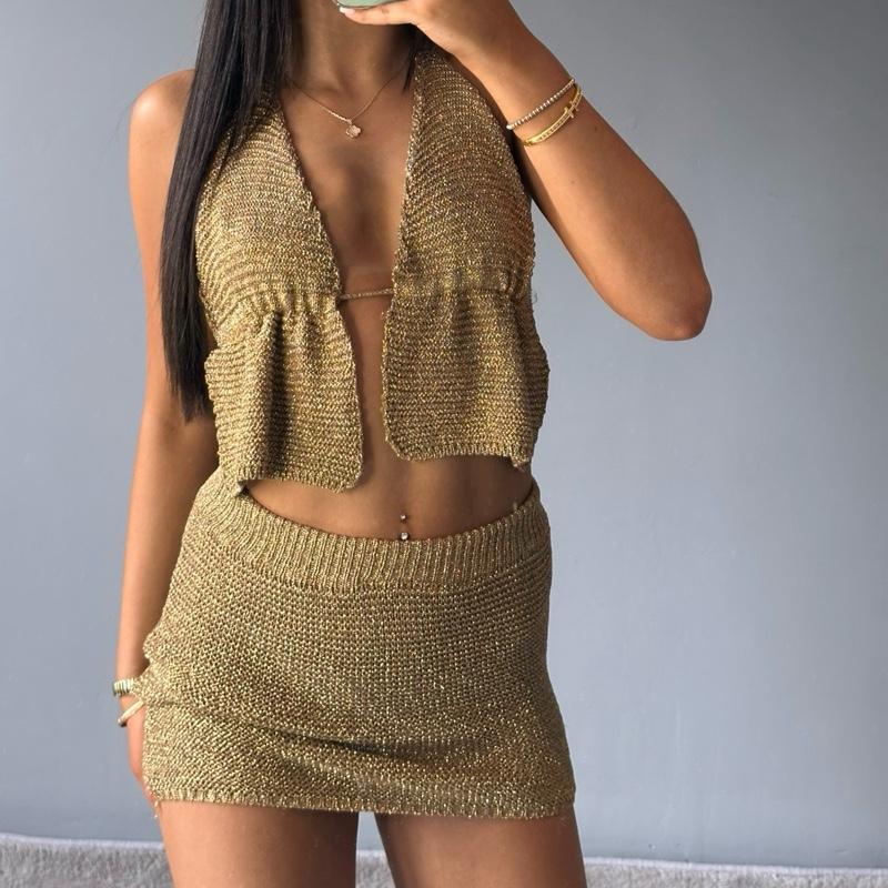 Aurora Stylish Glitter Two-Piece Outfit