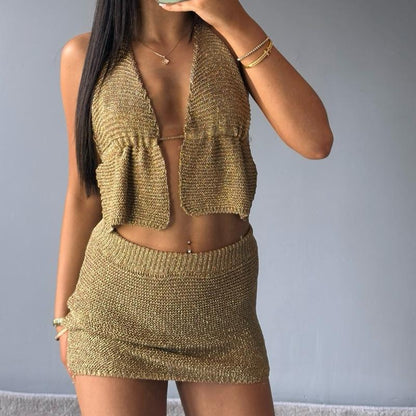 Aurora Stylish Glitter Two-Piece Outfit