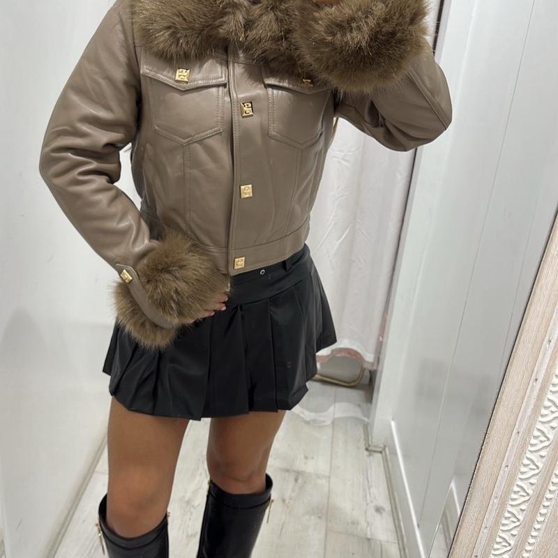 Yasmin Pu Leather Jacket With Fur Detailing