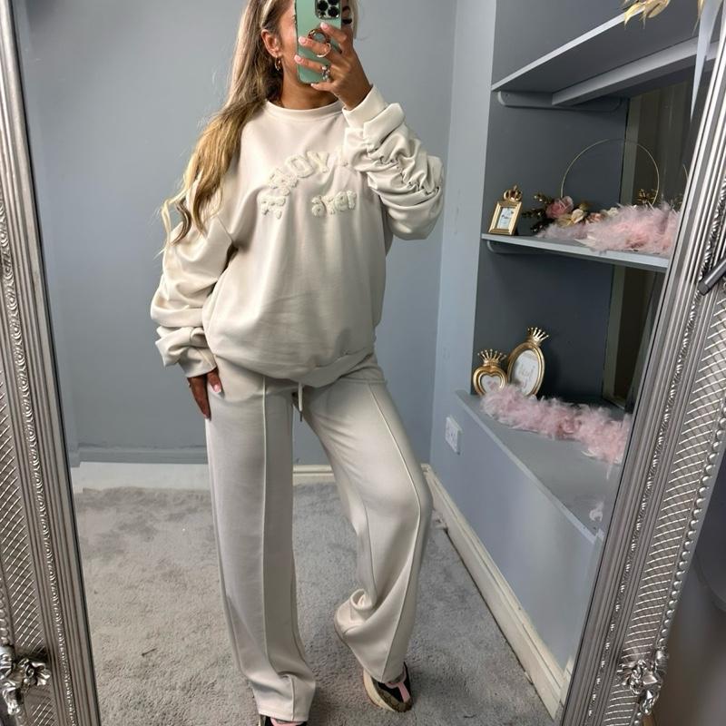 Embroidered Long Sleeve Tracksuit Set