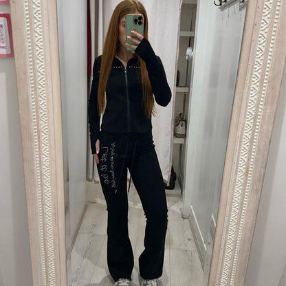 PIXIE Tracksuit Flares zip-up hoodie and flared joggers set for casual comfort