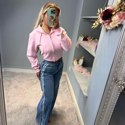 GWP Arianna Baggy Stripe Zipper Jeans