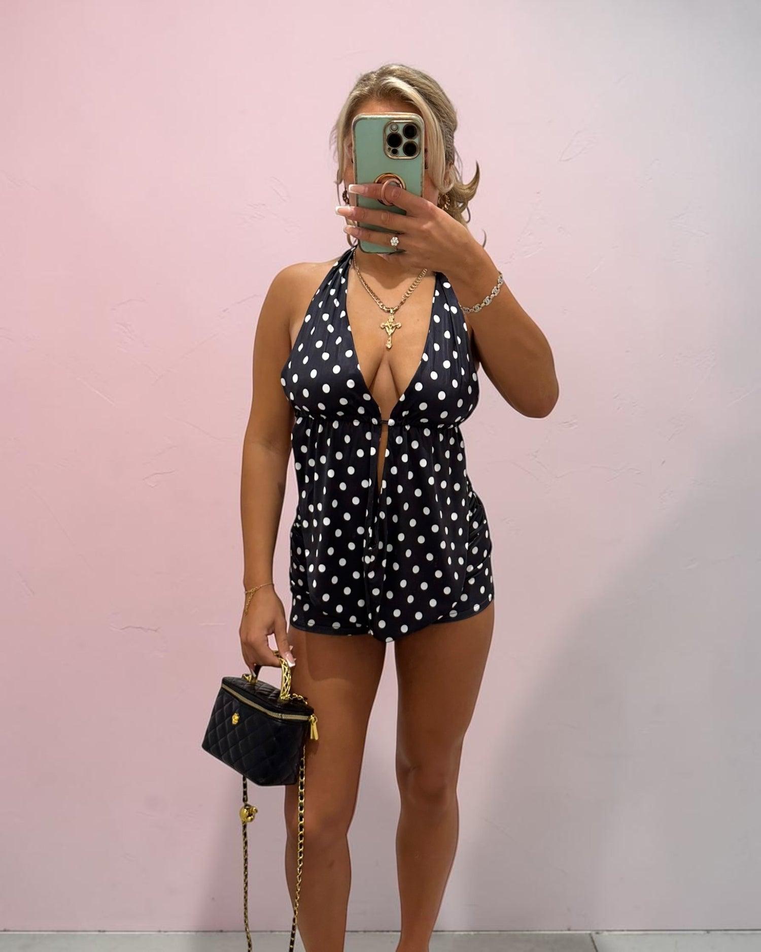 MYLA Two Piece Polka Dot Short and Halter Neck Top Coord