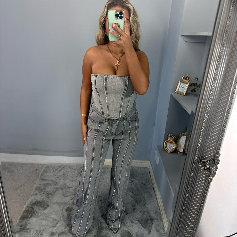 Paloma Diamante Denim Corset for Women