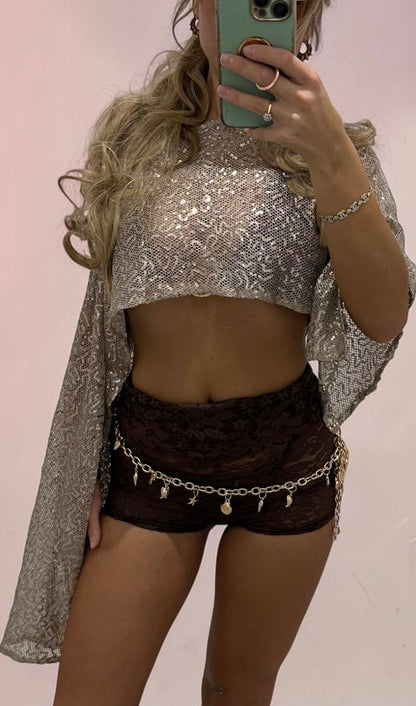 ISLAND Sequin Sheer Poncho