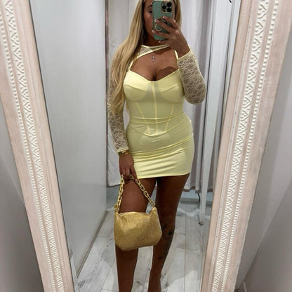 SLOANE Slinky Dress with  Lace Sleevese Basic Summer Minimalist Casual Womenswear