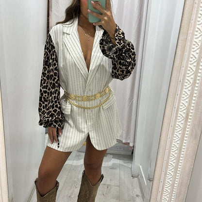Leopard Sleeve Blazer Dress Womenswear