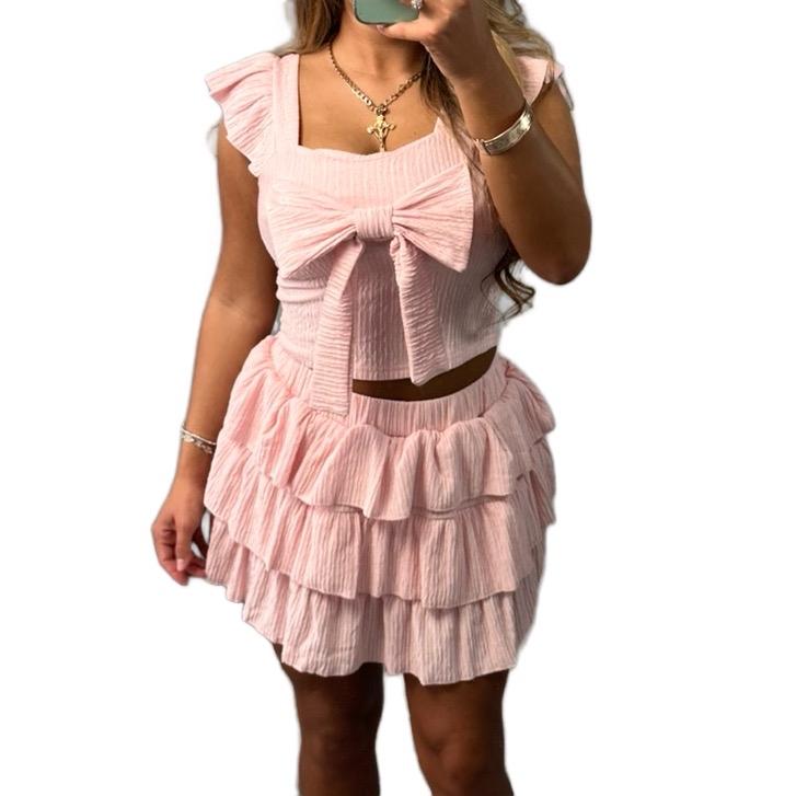 Kelsey Women’s Ruffled Skirt Outfit Top Set