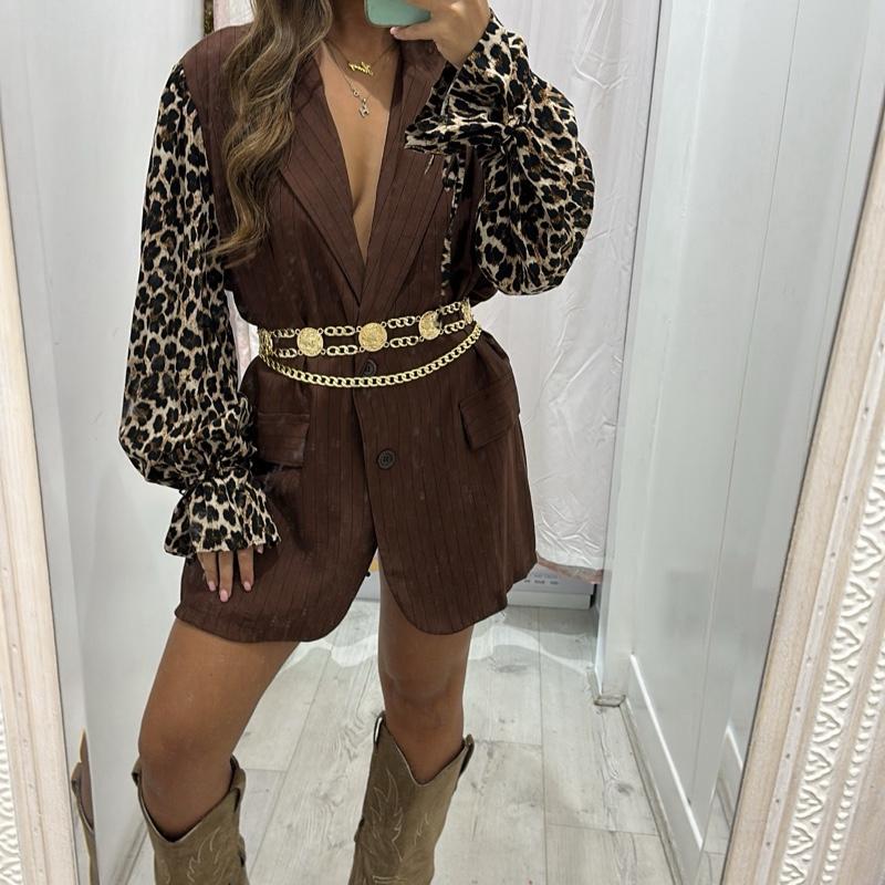 Leopard Sleeve Blazer Dress Womenswear