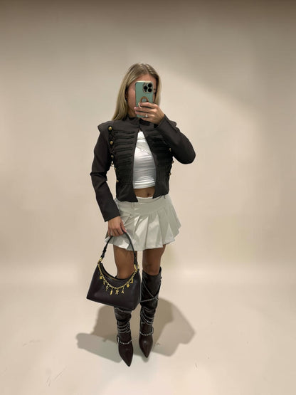 MICHELLE Puff Shoulder Military Style Jacket