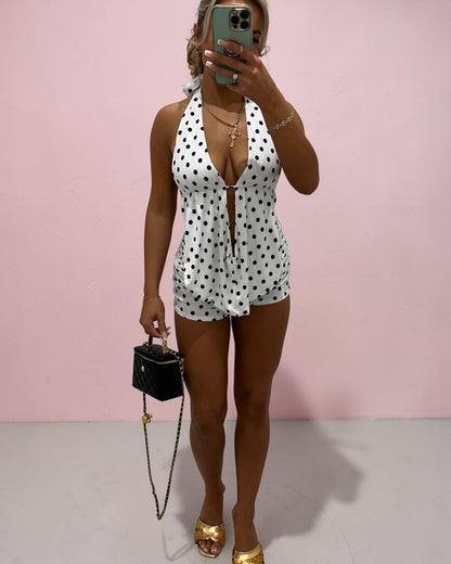 MYLA Two Piece Polka Dot Short and Halter Neck Top Coord