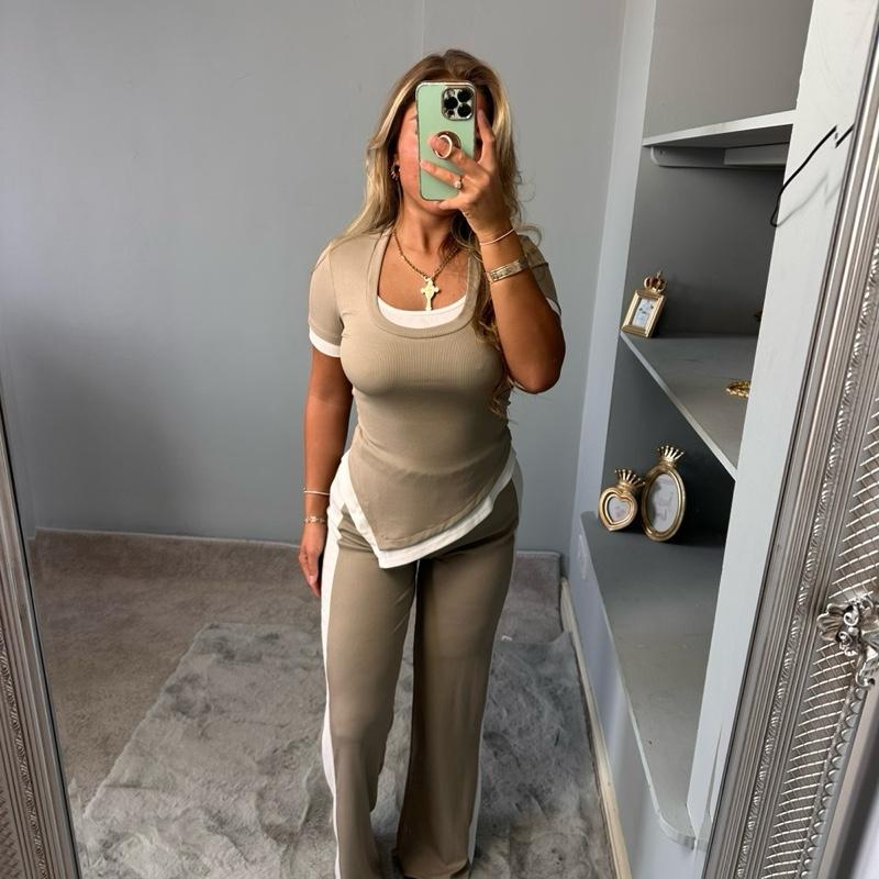 Kassie Stylish Ribbed Blouse Co-Ord Set