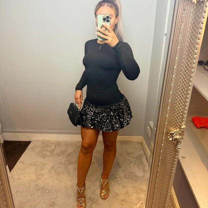 SKYE Puff Ball Sequinned Dress