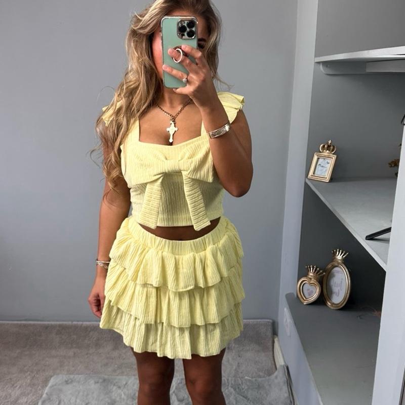 Kelsey Women’s Ruffled Skirt Outfit Top Set