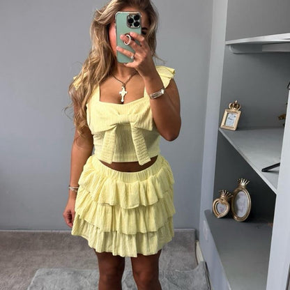 Kelsey Women’s Ruffled Skirt Outfit Top Set