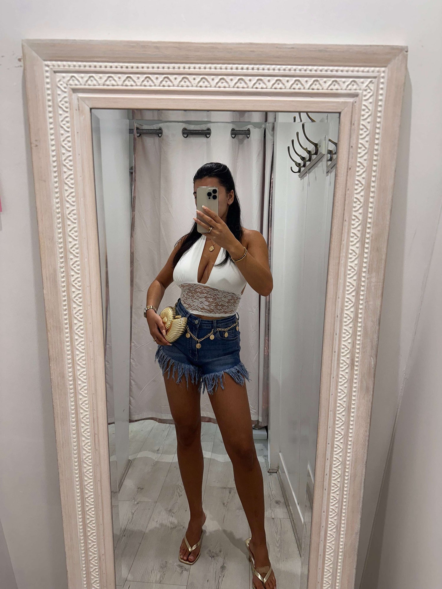 LULAH Denim Shorts with frills stylish and comfortable summer wear