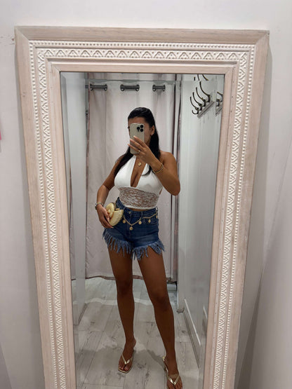 LULAH Denim Shorts with frills stylish and comfortable summer wear