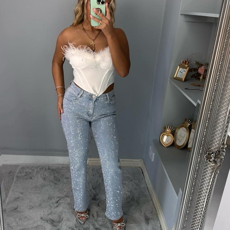 Reilly Sparkly Diamante Denim Pants Jeans