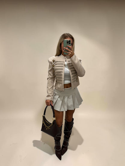MICHELLE Puff Shoulder Military Style Jacket