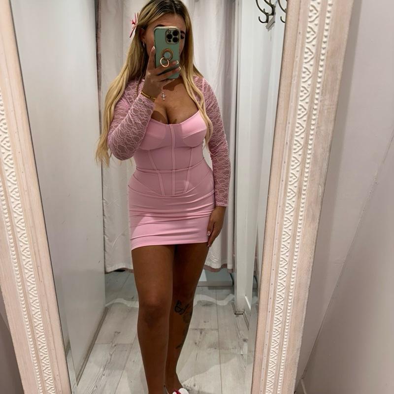 SLOANE Slinky Dress with  Lace Sleevese Basic Summer Minimalist Casual Womenswear