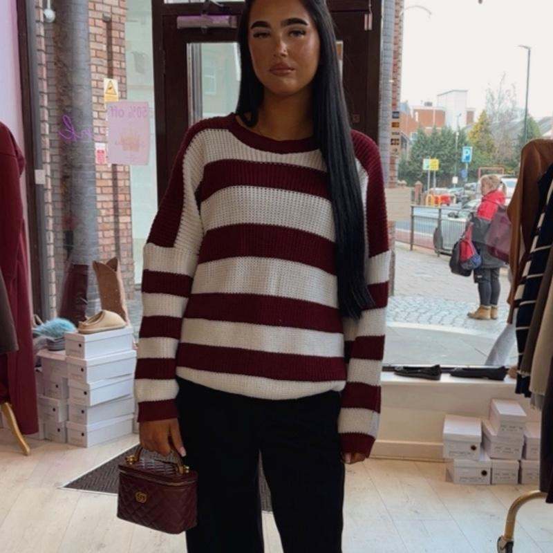 Pull en maille rayé à manches longues IMANI
