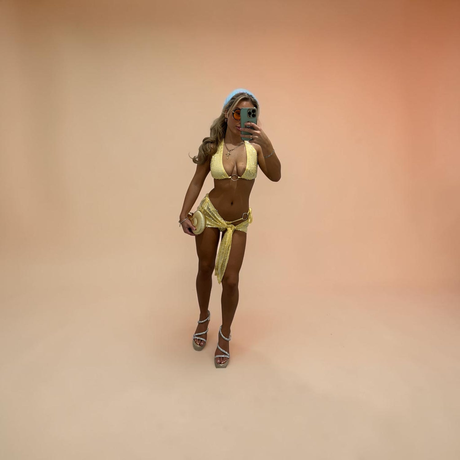 OCEAN BREEZE Sparkly Sequin Bikini Sarong 3 peice Holiday Coord Set