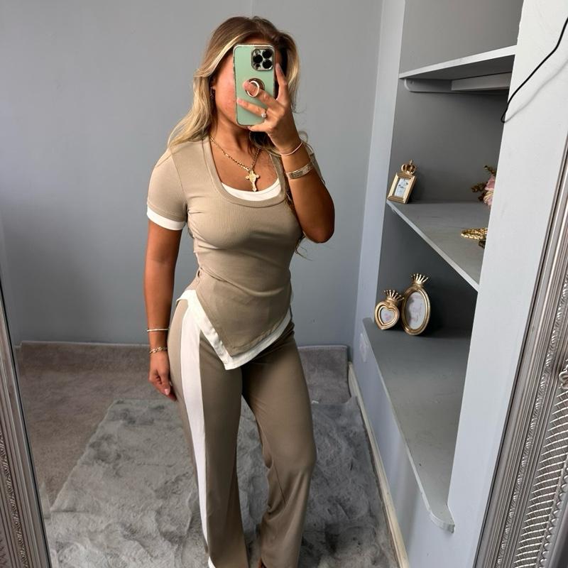 Kassie Stylish Ribbed Blouse Co-Ord Set