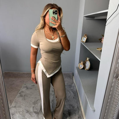 Kassie Stylish Ribbed Blouse Co-Ord Set