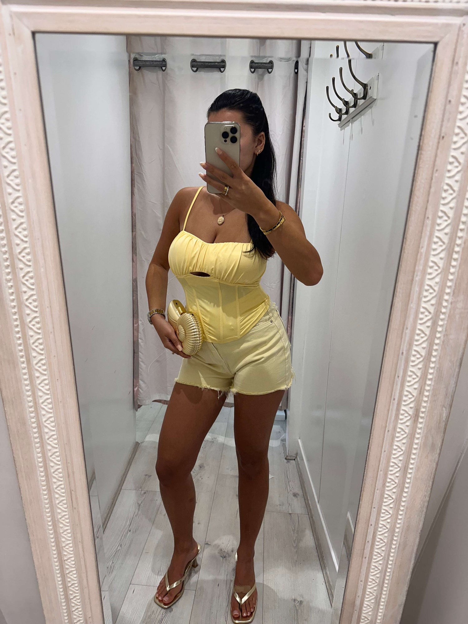 NIA Sparkle Pocket Denim Shorts with glittery pockets for womenswear summer fashion
